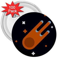 Meteor Meteorite Space Comet 3  Buttons (100 Pack)  by Pakrebo