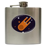 Meteor Meteorite Space Comet Hip Flask (6 oz) Front