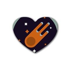 Meteor Meteorite Space Comet Rubber Coaster (heart)  by Pakrebo