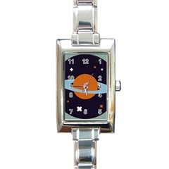 Planet Orbit Universe Star Galaxy Rectangle Italian Charm Watch by Pakrebo