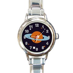 Planet Orbit Universe Star Galaxy Round Italian Charm Watch by Pakrebo