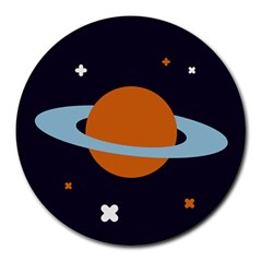 Planet Orbit Universe Star Galaxy Round Mousepads by Pakrebo