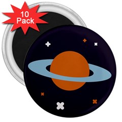 Planet Orbit Universe Star Galaxy 3  Magnets (10 Pack)  by Pakrebo