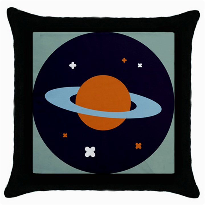 Planet Orbit Universe Star Galaxy Throw Pillow Case (Black)