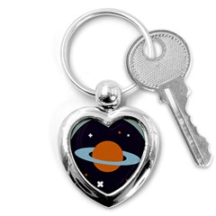 Planet Orbit Universe Star Galaxy Key Chain (heart) by Pakrebo