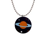 Planet Orbit Universe Star Galaxy 1  Button Necklace Front