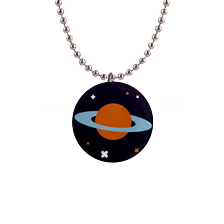 Planet Orbit Universe Star Galaxy 1  Button Necklace