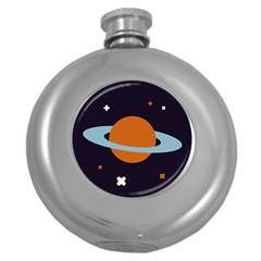 Planet Orbit Universe Star Galaxy Round Hip Flask (5 Oz) by Pakrebo