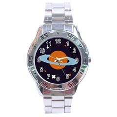 Planet Orbit Universe Star Galaxy Stainless Steel Analogue Watch by Pakrebo