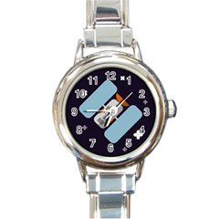 Satellite Machine Space Dark Round Italian Charm Watch by Pakrebo