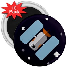 Satellite Machine Space Dark 3  Magnets (10 Pack)  by Pakrebo