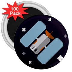 Satellite Machine Space Dark 3  Magnets (100 Pack) by Pakrebo