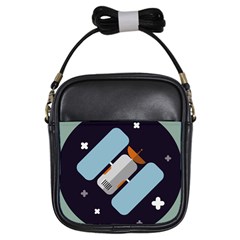 Satellite Machine Space Dark Girls Sling Bag by Pakrebo