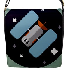 Satellite Machine Space Dark Flap Closure Messenger Bag (s) by Pakrebo