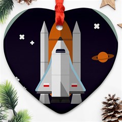 Rocket Space Universe Spaceship Ornament (heart) by Pakrebo