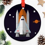 Rocket Space Universe Spaceship Round Ornament (Two Sides) Front