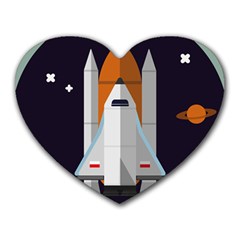 Rocket Space Universe Spaceship Heart Mousepads by Pakrebo