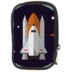 Rocket Space Universe Spaceship Compact Camera Leather Case by Pakrebo