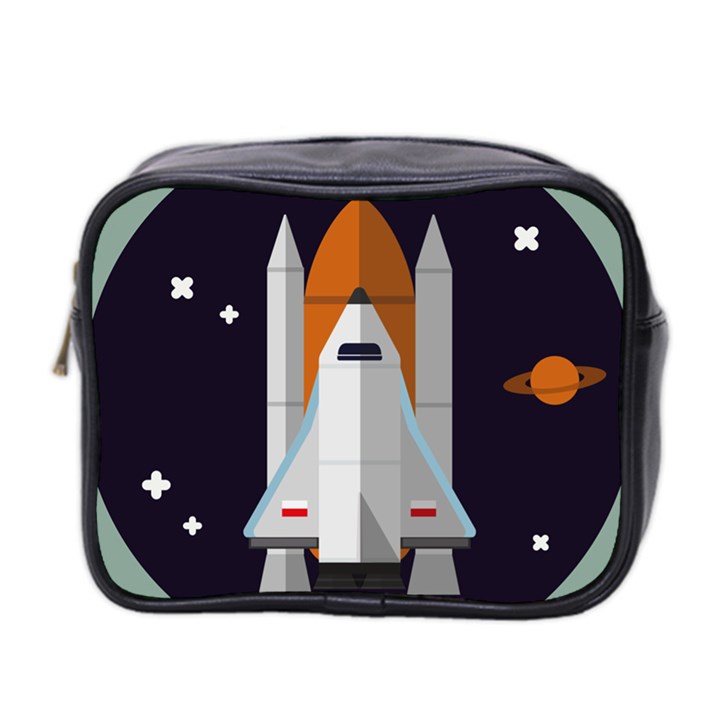 Rocket Space Universe Spaceship Mini Toiletries Bag (Two Sides)