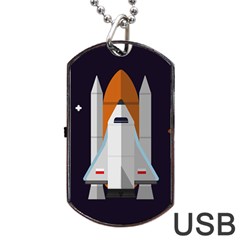 Rocket Space Universe Spaceship Dog Tag Usb Flash (two Sides) by Pakrebo