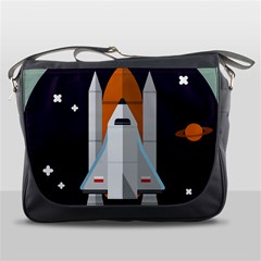 Rocket Space Universe Spaceship Messenger Bag by Pakrebo