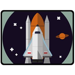 Rocket Space Universe Spaceship Double Sided Fleece Blanket (large)  by Pakrebo