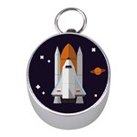 Rocket Space Universe Spaceship Mini Silver Compasses Front