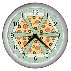 Pizza Slice Food Italian Wall Clock (silver) by Pakrebo