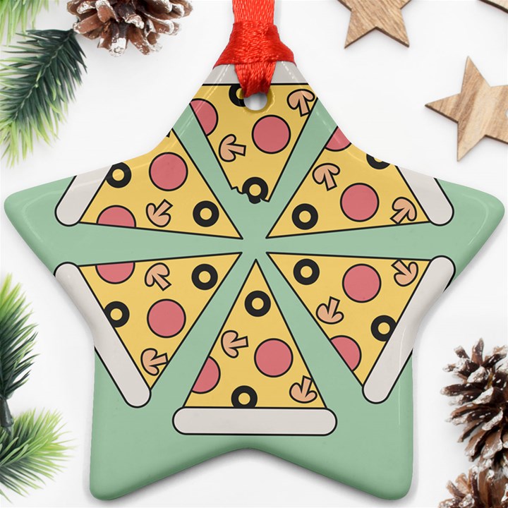 Pizza Slice Food Italian Star Ornament (Two Sides)