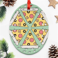 Pizza Slice Food Italian Oval Filigree Ornament (two Sides) by Pakrebo