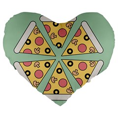 Pizza Slice Food Italian Large 19  Premium Heart Shape Cushions by Pakrebo