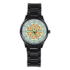 Pizza Slice Food Italian Stainless Steel Round Watch by Pakrebo