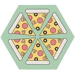 Pizza Slice Food Italian Wooden Puzzle Hexagon by Pakrebo