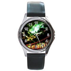 Science Fiction Forward Futuristic Round Metal Watch by Pakrebo