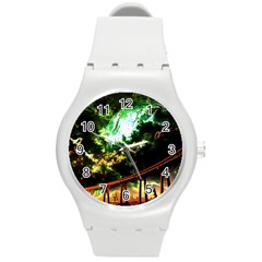 Science Fiction Forward Futuristic Round Plastic Sport Watch (m) by Pakrebo