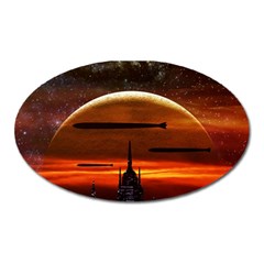 Science Fiction Digital Illustration Oval Magnet by Pakrebo