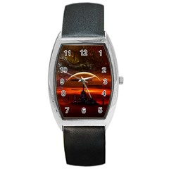 Science Fiction Digital Illustration Barrel Style Metal Watch by Pakrebo