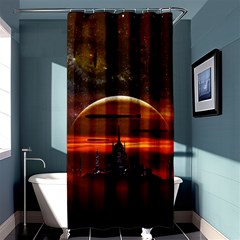 Science Fiction Digital Illustration Shower Curtain 36  X 72  (stall)  by Pakrebo