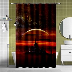 Science Fiction Digital Illustration Shower Curtain 48  X 72  (small)  by Pakrebo