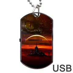 Science Fiction Digital Illustration Dog Tag Usb Flash (one Side) by Pakrebo