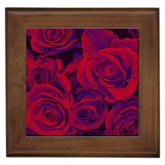 Roses Red Purple Flowers Pretty Framed Tile by Pakrebo