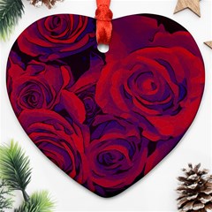 Roses Red Purple Flowers Pretty Ornament (heart) by Pakrebo