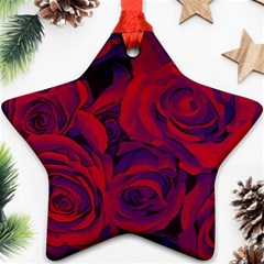 Roses Red Purple Flowers Pretty Ornament (star) by Pakrebo