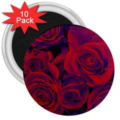 Roses Red Purple Flowers Pretty 3  Magnets (10 Pack)  by Pakrebo