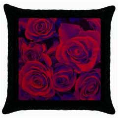 Roses Red Purple Flowers Pretty Throw Pillow Case (black) by Pakrebo