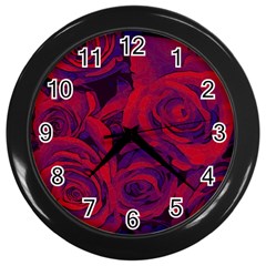 Roses Red Purple Flowers Pretty Wall Clock (black) by Pakrebo