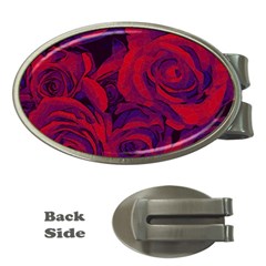 Roses Red Purple Flowers Pretty Money Clips (oval)  by Pakrebo