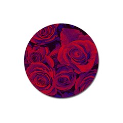 Roses Red Purple Flowers Pretty Magnet 3  (round) by Pakrebo