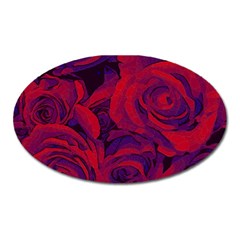 Roses Red Purple Flowers Pretty Oval Magnet by Pakrebo