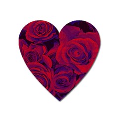 Roses Red Purple Flowers Pretty Heart Magnet by Pakrebo